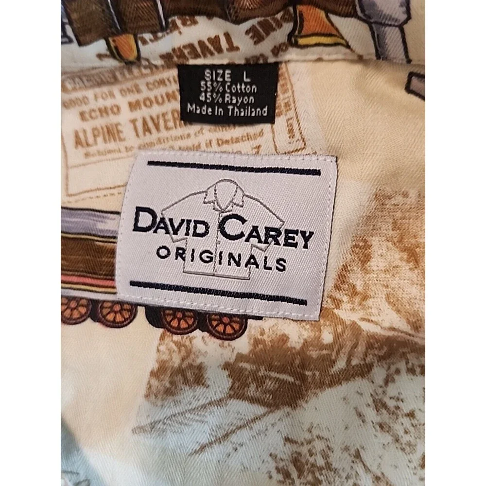 DAVID CAREY Shirt Mens Large California‎ Train Railway Sunset Limited Special - Picture 3 of 13